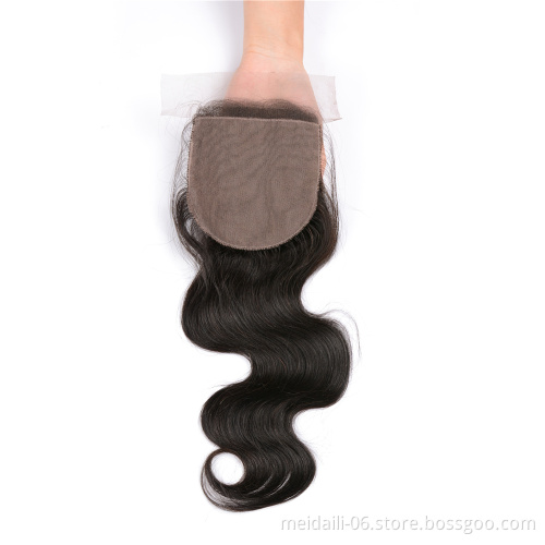 4*4 Hair Weave Closure Human Brazilian Body Wave Style Wave, Natural Black Color Body Wave Hair Closure